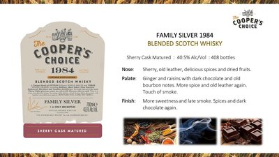 Cooper's Choice Family Silver 1984 38 Years old